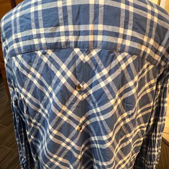 Foxcroft Blue and Cream Plaid Button Down Shirt - Picture 5 of 7